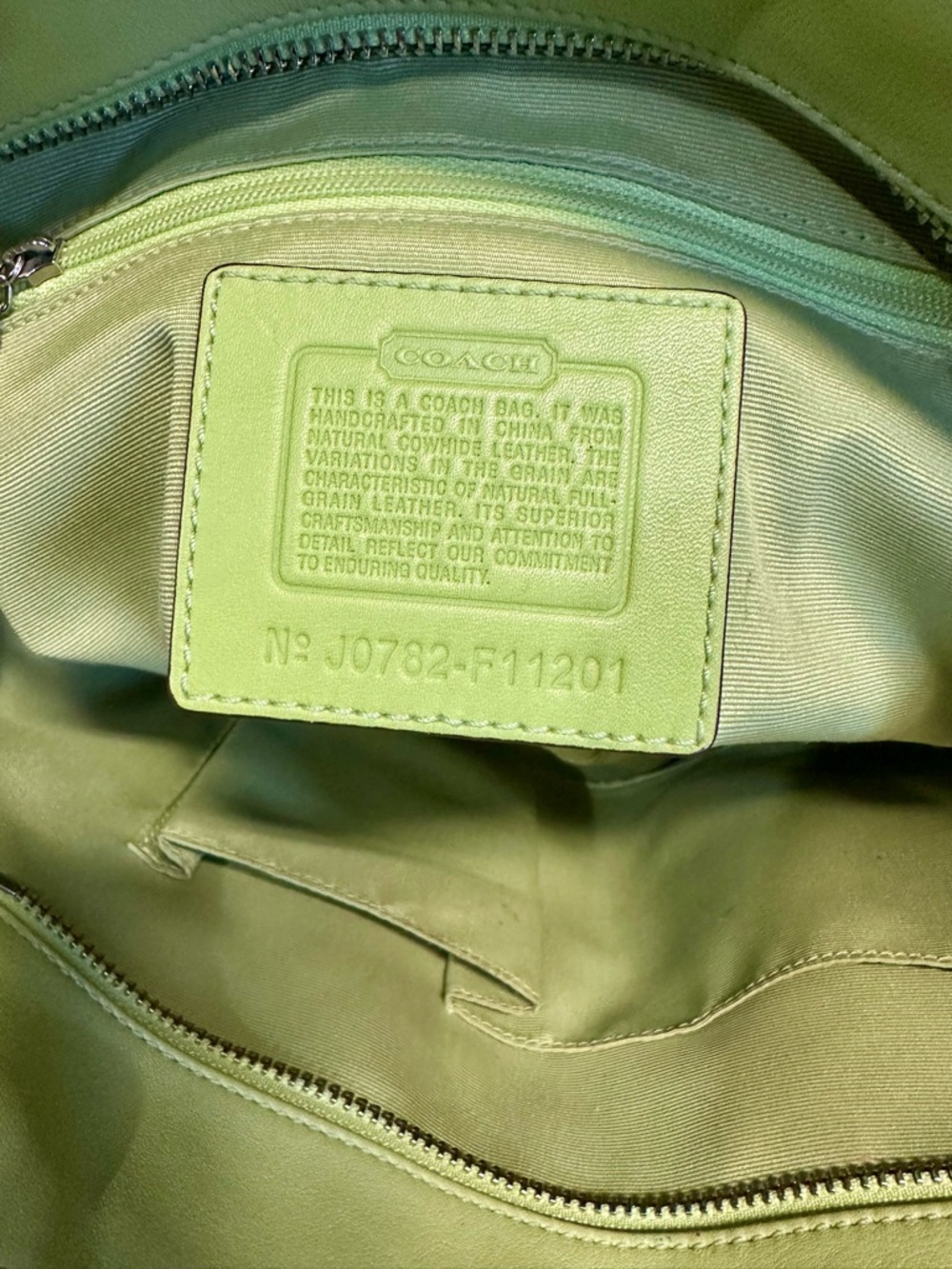 Coach Y2K  Lime Hampton Tote, F11201 - Picture 8 of 16